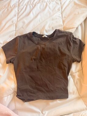 Brown Garage Backless Tee Cropped